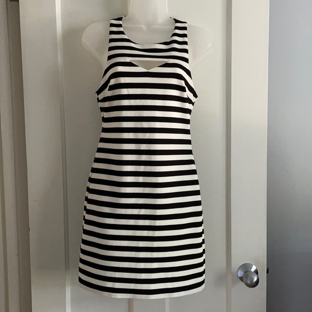 Topshop black and white striped dress